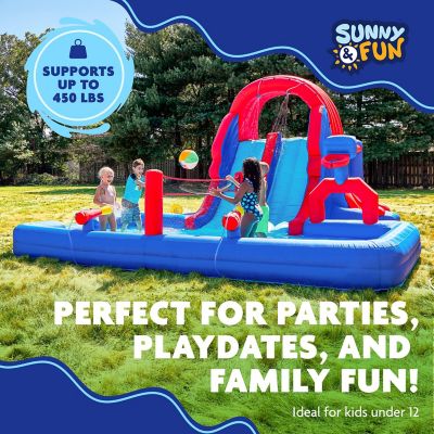 Image showing  Ultra All-Play Inflatable Water Slide Park with Bounce House, Volley Net & Deep Pool