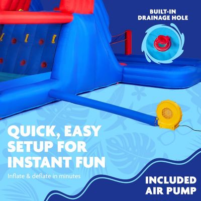 Image showing 5 th Sunny & Fun Ultra All-Play Inflatable Water Slide Park with Bounce House, Volley Net & Deep Pool