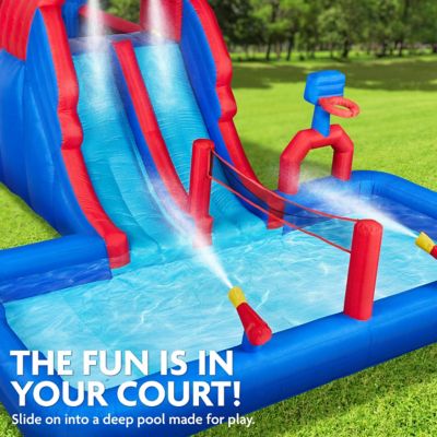 Image showing 6 th Sunny & Fun Ultra All-Play Inflatable Water Slide Park with Bounce House, Volley Net & Deep Pool