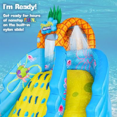 Image showing 6 th Sunny & Fun SpongeBob Ultra Climber Inflatable Water Slide with Climbing Wall, Two Slides & More!