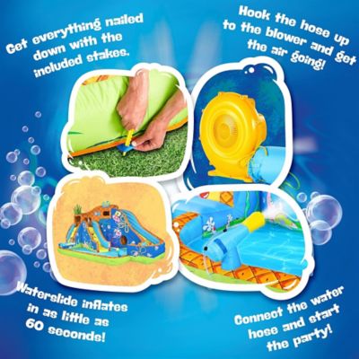 Image showing  SpongeBob Deluxe Inflatable Water Slide with Climbing Wall, 2 Slides & Splash Pool