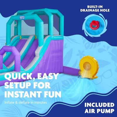 Image showing 5 th Sunny & Fun Mega Climb N' Go Inflatable Water Slide Park with Climbing Wall & Pool - Purple