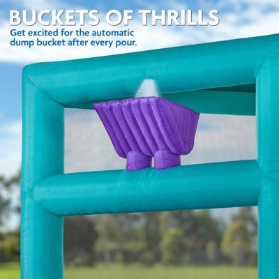 Image showing 7 th Sunny & Fun Mega Climb N' Go Inflatable Water Slide Park with Climbing Wall & Pool - Purple