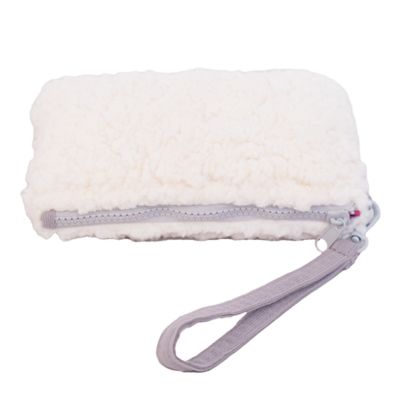 Image showing  Color Block Tote - Corduroy & Sherpa Bag with Double Pockets + Cozy Coin Purse - Hibiscus Pink