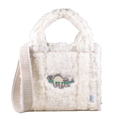 Image showing  Sherpa Tote Bag - Cozy, Colorful & Convertible with Matching Coin Purse - Lounging Sloth