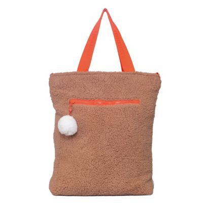 mimish Snuggle Tote XL - The Oversized Sherpa Tote Bag for Sleepovers - Curry