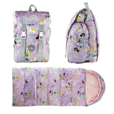 mimish Sleep-N-Pack: Packable Sleeping Bag, Little Kid 3-6 yrs - Princesses