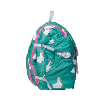 Image showing  Sleep-N-Pack Big Kid Sleeping Bag Backpack - Silly Ducks in Golf Green
