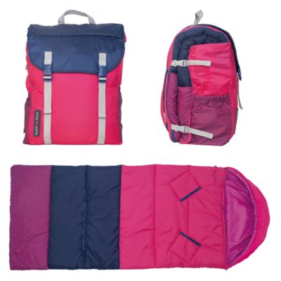 mimish Sleep-N-Pack - Big Kid Size Color Block Raspberry Sorbet, Navy & Winterberry