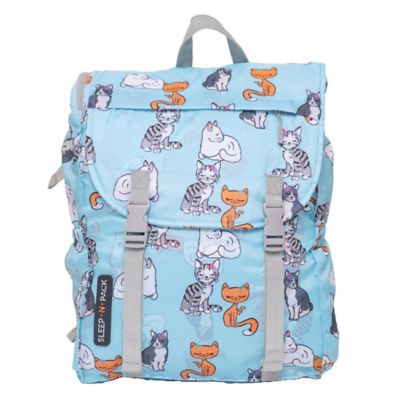 Image showing  Sleep-N-Pack Big Kid Sleeping Bag Backpack - Sweet Cats Print