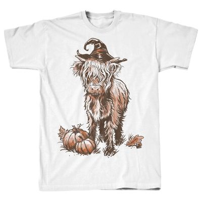 Goodie Two Sleeves Women's Highland Cow Short Sleeve Halloween Tee