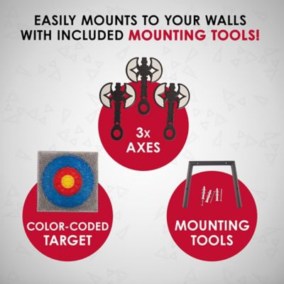 Image showing  Wall-Mounted Axe Throwing Game, Indoor Foam Axe Set with Bristle Target & Mount Kit