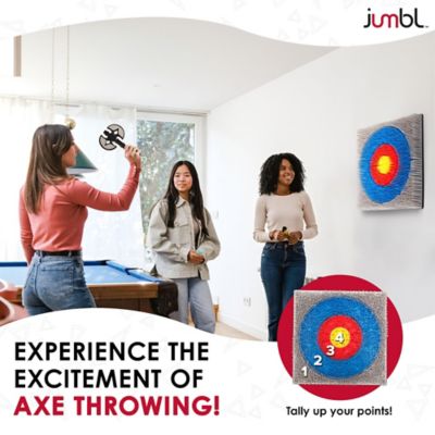 Image showing 5 th JUMBL Wall-Mounted Axe Throwing Game, Indoor Foam Axe Set with Bristle Target & Mount Kit