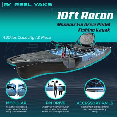 Image showing  10 ft. Recon Modular Fin Drive Pedal Fishing Kayak 430 lb. Capacity 2 Piece