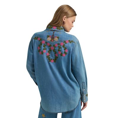 Image showing  x Lainey Wilson Women's Embroidered Denim Shirt