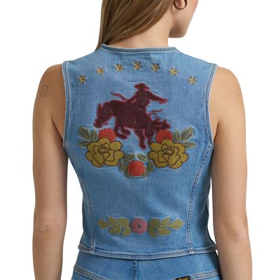 Image showing 3 th Wrangler x Lainey Wilson Women's Embroidered Denim Vest