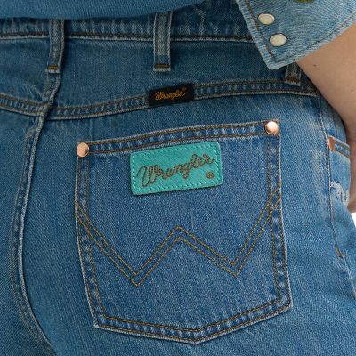 Image showing 5 th Wrangler x Lainey Wilson Women's Embroidered Cheeky Wide Leg Jean