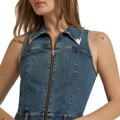 Image showing 4 th Wrangler x Lainey Wilson Women's Denim Catsuit