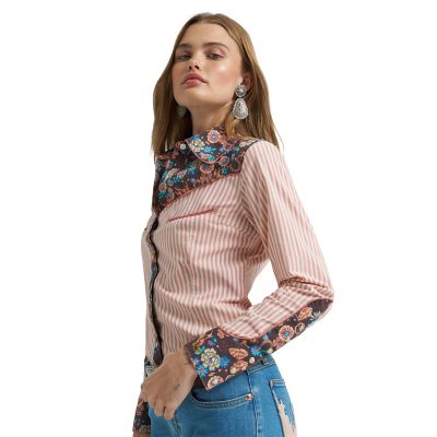 Image showing 1 th Wrangler x Lainey Wilson Women's Prarie Print Snap Shirt
