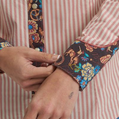 Image showing 4 th Wrangler x Lainey Wilson Women's Prarie Print Snap Shirt