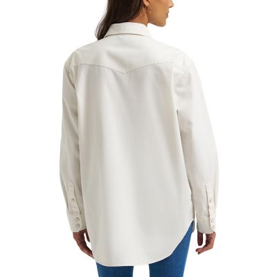 Image showing  Women's Retro Boyfriend Fit Denim Snap Shirt