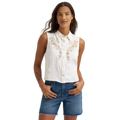 Image showing  Women's Retro Sleeveless Snap Shirt