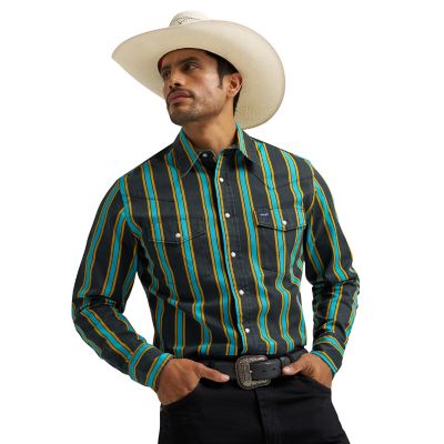 Image showing 1 th Wrangler Men's Vintage Inspired Brushpopper Western Snap Shirt