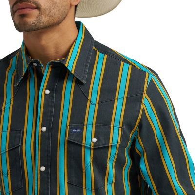 Image showing 3 th Wrangler Men's Vintage Inspired Brushpopper Western Snap Shirt