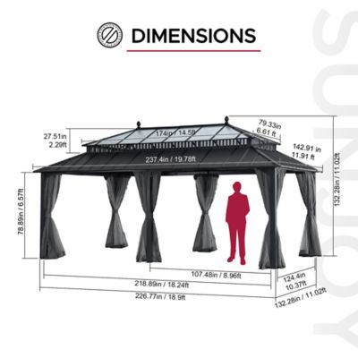 Image showing  20 ft. x 12 ft. Kingston PC Top Rectangular Gazebo