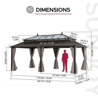 Image showing  20 ft. x 12 ft. Kingston PC Top Rectangular Gazebo