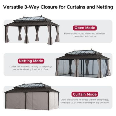 Image showing 6 th Sunjoy 20 ft. x 12 ft. Kingston PC Top Rectangular Gazebo