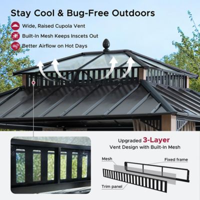 Image showing 5 th Sunjoy 12 ft. x 10 ft. Kingston PC Top Rectangular Gazebo