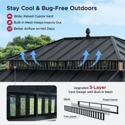 Image showing 5 th Sunjoy 16 ft. x 12 ft. Kingston Hardtop Rectangular Gazebo