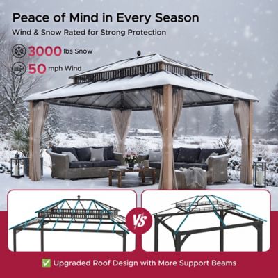 Image showing 9 th Sunjoy 16 ft. x 12 ft. Kingston Hardtop Rectangular Gazebo
