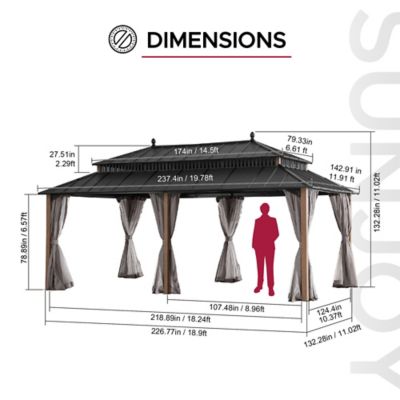 Image showing  20 ft. x 12 ft Kingston Hardtop Rectangular Gazebo