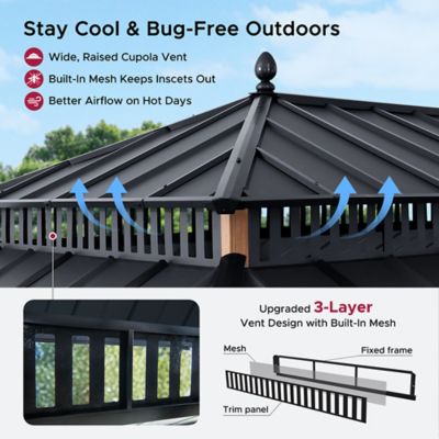 Image showing  20 ft. x 12 ft Kingston Hardtop Rectangular Gazebo