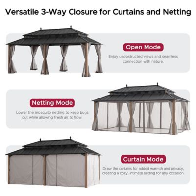 Image showing 8 th Sunjoy 20 ft. x 12 ft Kingston Hardtop Rectangular Gazebo
