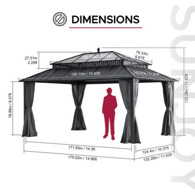 Image showing  16 ft. x 12 ft Kingston PC Rectangular Gazebo