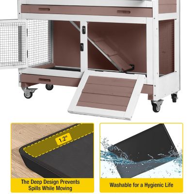 Image showing  Outdoor Indoor Bunny Hutch With Wheels
