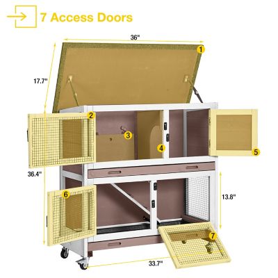 Image showing  Outdoor Indoor Bunny Hutch With Wheels