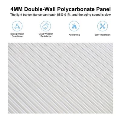 Image showing  6 x 10 FT Polycarbonate Walk-in Greenhouse For Outdoors with Adjustable Roof Vent, White