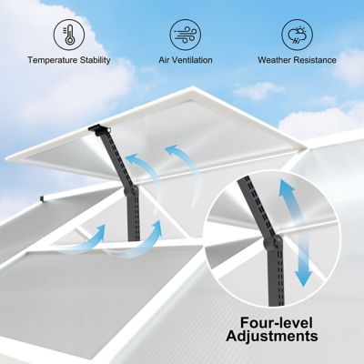 Image showing  6 x 10 FT Polycarbonate Walk-in Greenhouse For Outdoors with Adjustable Roof Vent, White