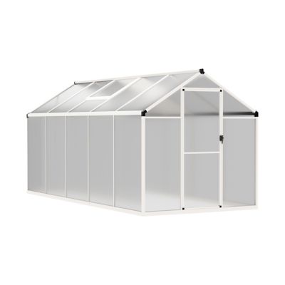 Image showing 9 th Veikous 6 x 10 FT Polycarbonate Walk-in Greenhouse For Outdoors with Adjustable Roof Vent, White