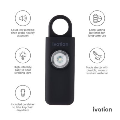 Image showing 1 th Ivation Personal SOS Alarm Keychain BLACK