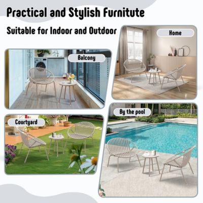 Image showing 6 th Werph 3 Pieces Outdoor Furniture with Bistro Table and Patio Chairs Set of 2, Patio Set with Green Chairs & Orange Table