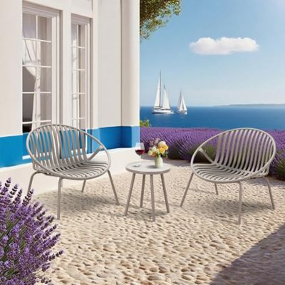 Image showing 7 th Werph 3 Pieces Outdoor Furniture with Bistro Table and Patio Chairs Set of 2, Patio Set with Green Chairs & Orange Table