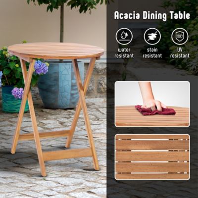 Image showing 5 th Werph 3-Piece Acacia Wood Patio Set, Foldable Bistro Table and Chairs Set of 2, Small Patio Furniture Set with Cushions