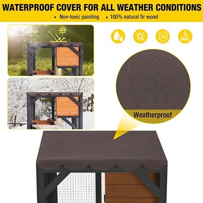 Image showing  Medium Wooden Outdoor Cat Catio with Wheels, Connecting with Window