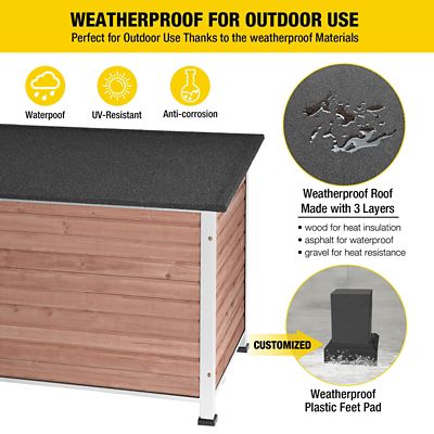 Image showing  Wooden Heavy Duty Dog Crates House, Outdoor Dog House with Strong Iron Frame