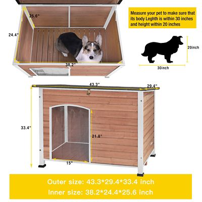 Image showing  Wooden Heavy Duty Dog Crates House, Outdoor Dog House with Strong Iron Frame